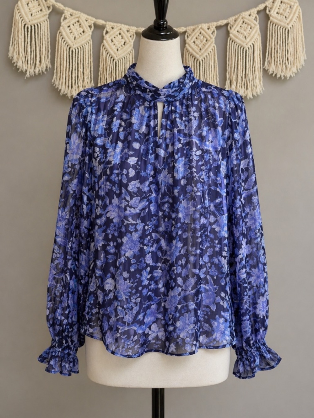 French Connection Floral Print Blouse in Blue